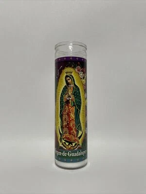 Virgen de Guadalupe, стеклянная банка, религиозная белая свеча, 8 дюймов - Изображение 1 из 4