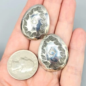 Pendientes Navajo grandes de plata de ley con forma de lágrima concho sin firmar 6,0 g - Imagen 1 de 11