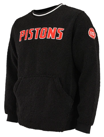 FISLL NBA Men's Detroit Pistons Moto Sherpa Crew Neck Sweatshirt Cover
