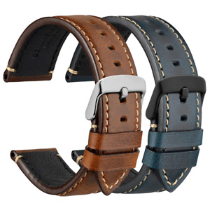 WOCCI Premium Saddle Style Watch Band,18mm 20mm 22mm 24mm Vintage Leather Strap