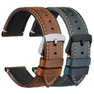 WOCCI Premium Saddle Style Watch Band,18mm 20mm 22mm 24mm Vintage Leather Strap - Picture 1 of 28