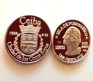 PESETA CEIBA 2019 Serie Pueblos PUERTO RICO Plata Boricua Silver Quarter 1/100 - Picture 1 of 14