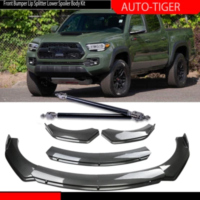 For Toyota tacoma Carbon Fiber Style Front Bumper Lip Spoiler Strut Rods - Imagem 1 de 4