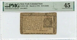 1776 March 5, $1/3 New York Colonial Note FR#NY-188 PMG XF45 - Picture 1 of 2