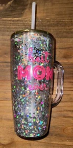 Vaso de pared doble 26 oz Modern Expressions "mejor mamá de la historia" con pajita de mango - Imagen 1 de 9