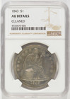 1843 Seated Liberty Silver Dollar $1 NGC AU Details Cleaned 4920575-005