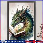 ~ Full Embroidery Cotton Thread 11CT Print Dragon Read Book Cross Stitch40x60cm