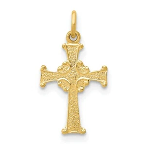 Ciondolo ciondolo religioso croce celtica in oro giallo 14 kt 0,71 pollici - Foto 1 di 4