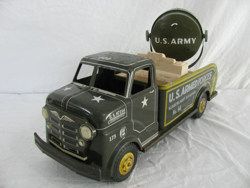 Camión reflector vintage de acero prensado Marx de las Fuerzas Armadas del Ejército de los Estados Unidos #54 ¡Leer! Foto 1 de 4