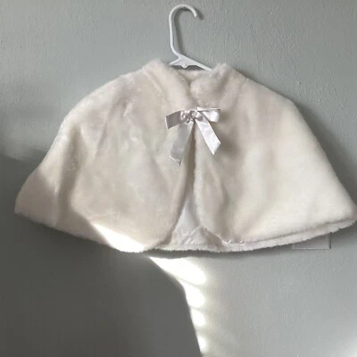 Amys Closet Little Girls Bolero Shrug Faux Fur White Size XL Stained See Pic - Image 1 of 4