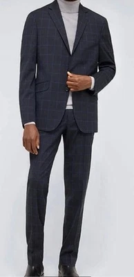 Kenneth Cole 2 Piece Men Blue Slim-Fit Check  Jacket Size 36R New NWT 29 Waist - Image 1 of 4