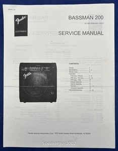 Original Fender Bassman 200 Service Manual -- CS1 - Picture 1 of 1