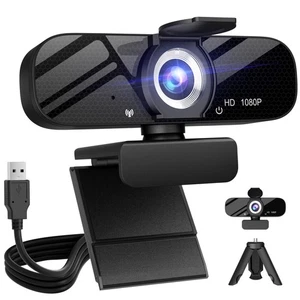 Full HD Webcam with Built-in Microphone and Rotatable Tripod, 1080P Video and... - Bild 1 von 6