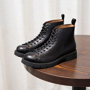 Winter Boots Men Plush Warm Workwear Ankle Boots British High Top Leather Shoes - Picture 1 of 23