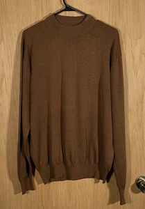 Suéter De Colección Norm Thompson Cuello Simulado Marrón Seda Algodón Ligero Para Hombre Talla M - Imagen 1 de 7