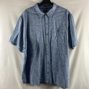 Mens Fat Face Linen Short Sleeved Shirt XL Extra Large Classic Button Up Blue - Picture 1 of 8
