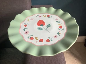 KERAMIK TORTENSTÄNDER ERDBEER DESIGN GROSSE PLATTE 29cm (leichte Sekunde) - Bild 1 von 6