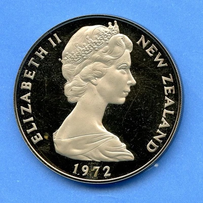 Moneda de prueba de 1 dólar Reina Isabel 1972 de Nueva Zelanda en estuche #09 OGP Foto 1 de 4