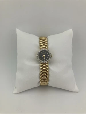Reloj De Colección Benrus Damas 17mm Tono Dorado Bisel Diamante Negro Esfera Redonda 6.25"-FUNCIONA Foto 1 de 4