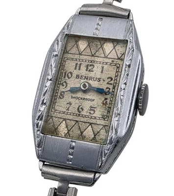 Reloj mecánico Art Deco vintage Benrus para mujer 7J Art Deco buen equilibrio Foto 1 de 4