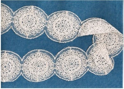 DE COLECCIÓN BORDADO RED MARFIL ENCAJE 3yd ELEGANTE CÍRCULO NUPCIAL # EE82 Foto 1 de 2