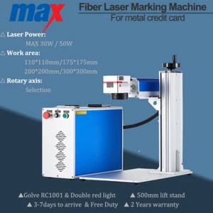 MAX 30W/50W Fiber Laser Marking Machine Galvo Double Red Dot Metal Card Marker - Picture 1 of 10