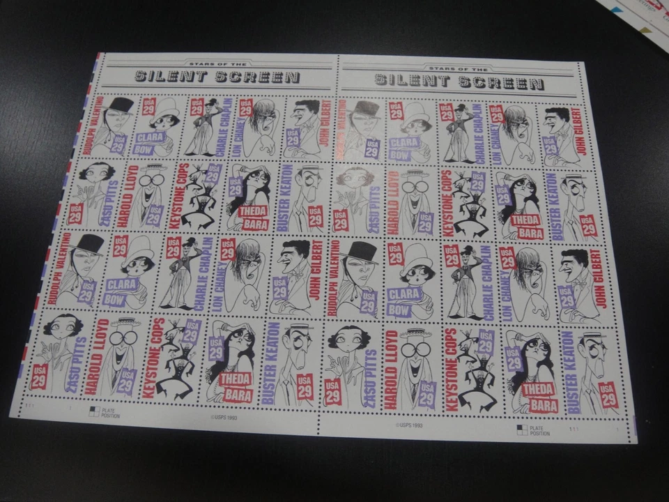USA 1994 Sc#2819-28 29c Silent Screen Stars sheet of 40 Stamp MNH XF - Image 1 of 1