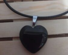 onyx heart necklace drop pendant black healing stone adjustable chain gift