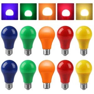 10X Bombilla LED E27 Color Rojo Amarillo Verde Azul Naranja A60 Regalo Navidad DIY - Imagen 1 de 18