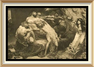Original c1901 Antique 124yr Old Print by Solomon J Solomon SAMSON & DELILAH - Picture 1 of 2