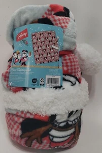 Disney Mickey & Minnie Mouse 2 Piece Christmas Hat & Travel Throw Blanket Set - Picture 1 of 3