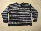 VTG REI Sweater Women's Large Blue Striped Nordic Tight Knit Long Sleeve