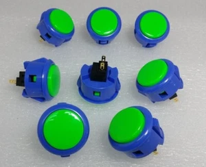 Japan Sanwa Mix Tasten dunkelblau/grün x 8 Stück Video Arcade Spiel Teile OBSF-30 - Bild 1 von 2