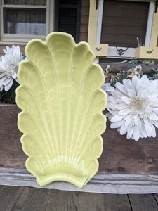Vintage Abingdon USA Pottery Scalloped Shell Serving Platter - Picture 1 of 14