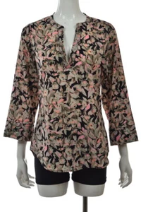 Aqua Mujer Top Size S Gris Negro Rosa Túnica Floral Camisa Blusa 3/4 Manga - Imagen 1 de 4