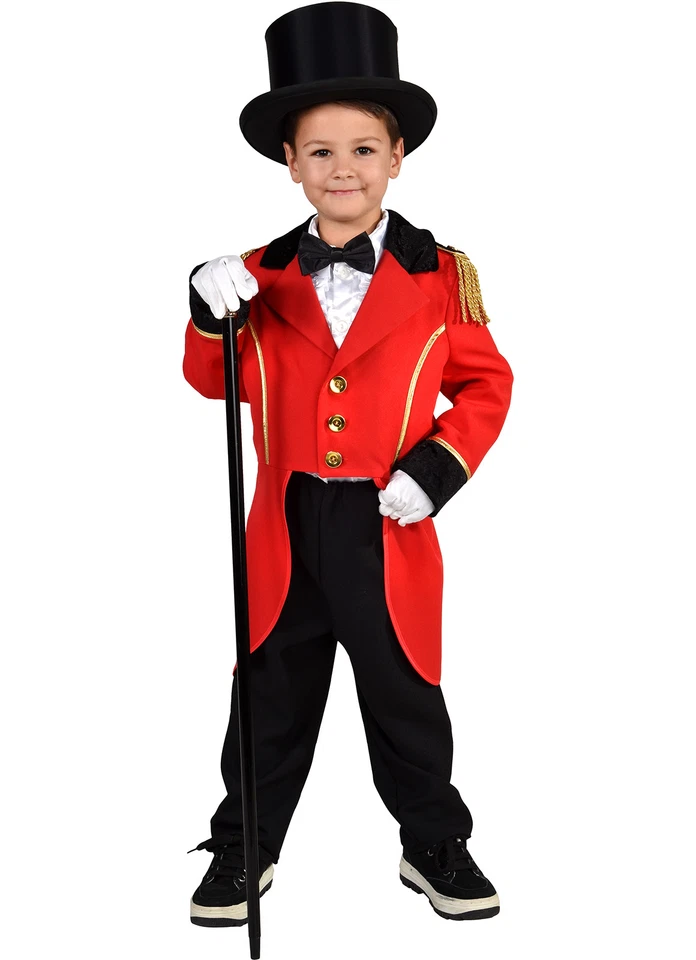 KIDS - Tailcoat vermelho / Ringmaster / Greatest Showman fantasia / chapéu  - Imagem 1 de 1