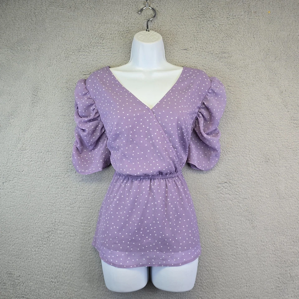 Top Maurices Mujer XL Púrpura Gasa Lunares Delicado Suave Niña Boho Chic Glam Foto 1 de 4