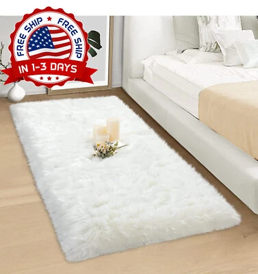 Alfombras Blancas Para Habitacion 2x4 ft Alfombras De Sala Modernas Salas Peludas Foto 1 de 4