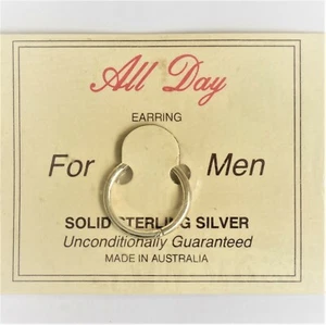 Single Sleeper 15mm Hinged Hoop Solid Sterling Silver 14 Gauge Wire Unisex NEW - Bild 1 von 7