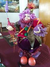 Harlequin Juggling  Clown Colorful Standing Shelf Art Plush & Resin Doll 15"