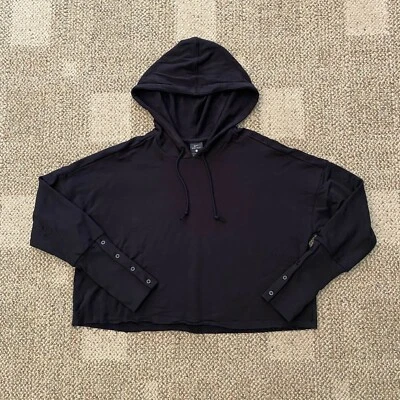 Nike Yoga Luxe Cropped Hoodie Top Soft Knit Black Womens Size Large  CJ3814-010 - Image 1 of 4