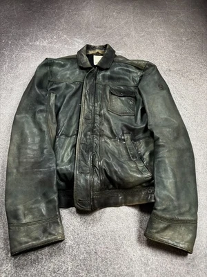VERY RARE VINTAGE RICK OWENS TYPE! WASHED TRASHED DIESEL LAMBSKIN LEATHER JACKET - Image 1 of 4