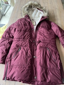 HOLLISTER Womens Hooded Parka Jacket UK Large Burgundy immaculate condition - Picture 1 of 12