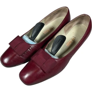 Vintage Gucci Italien Damen Burgunderrot Leder Schleife Halbschuhe Größe 6,5 Klassische Schuhe - Bild 1 von 20