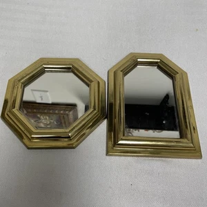 Burwood Accent Mirrors Small Gold Tone Geometric Wall Decor Vtg Framed Set Lot - Picture 1 of 11