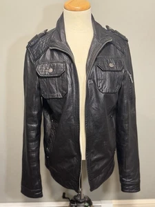 7 Diamanten schwarze Lederjacke, Größe Small Herren EUC Motorrad Biker Jacke S - Bild 1 von 5