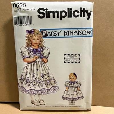 Simplicity Daisy Kingdom Sewing Pattern #0628 Child's and Doll Dress - Image 1 of 4