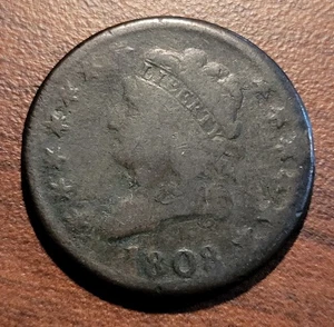 Cabezal clásico de centavo grande 1808 S-279 R-1 en muy buen estado reverso bien golpeado en el centro - Imagen 1 de 2