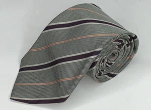 Burberry of London Mens Classic Beige Brown Striped 100% Silk Tie Made in USA - Picture 1 of 6