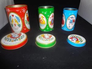 Twelve Days of Christmas 3 Tin Can Container Gift Box 5.5" Tallest - Picture 1 of 5